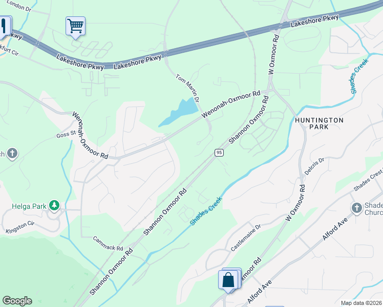 map of restaurants, bars, coffee shops, grocery stores, and more near 821 Tom Martin Drive in Birmingham