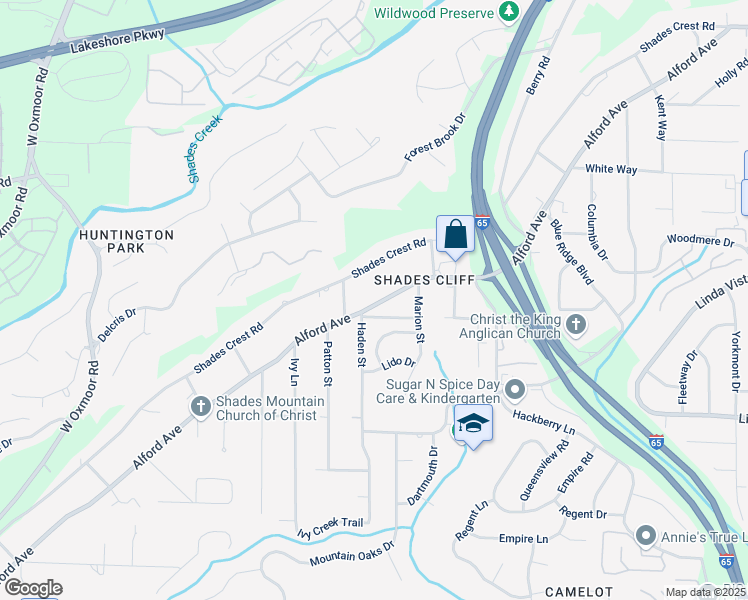 map of restaurants, bars, coffee shops, grocery stores, and more near 1120 Alford Avenue in Birmingham