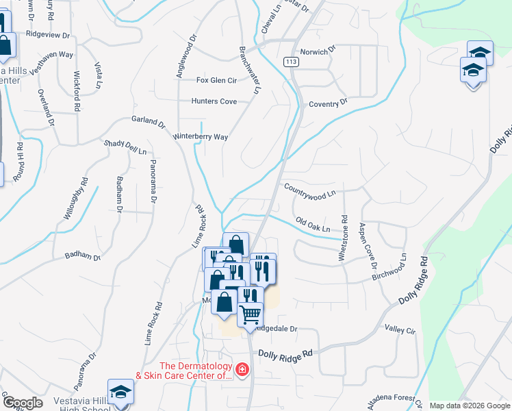 map of restaurants, bars, coffee shops, grocery stores, and more near 2711 Crandall Court in Birmingham
