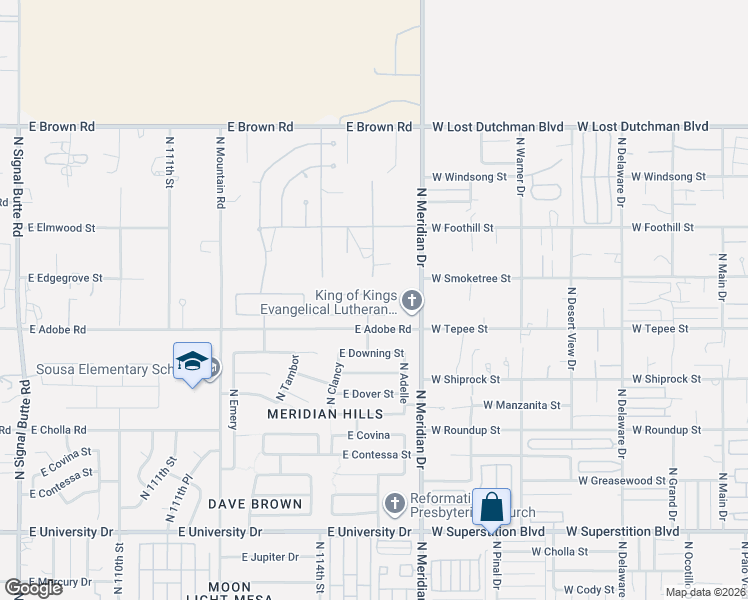 map of restaurants, bars, coffee shops, grocery stores, and more near 827 North Payton in Mesa