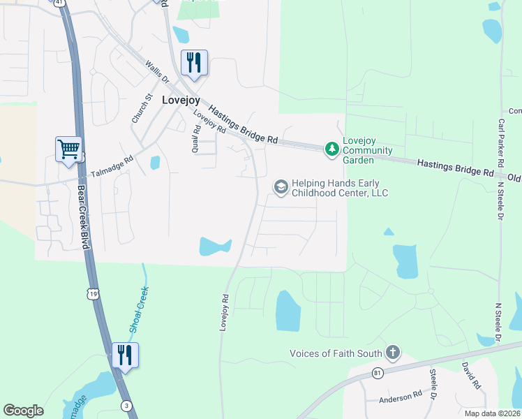 map of restaurants, bars, coffee shops, grocery stores, and more near 11908 Lovejoy Crossing Boulevard in Hampton