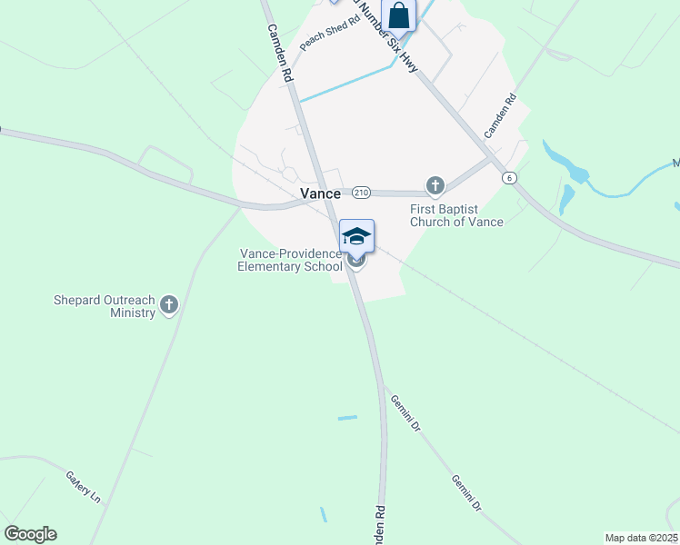 map of restaurants, bars, coffee shops, grocery stores, and more near 633 Camden Road in Vance