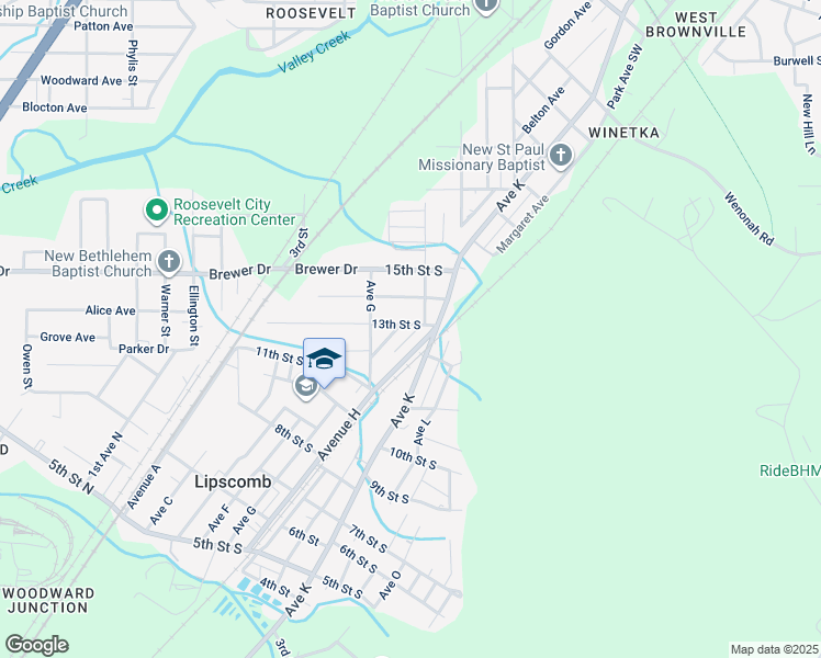 map of restaurants, bars, coffee shops, grocery stores, and more near 6134 Court H in Bessemer