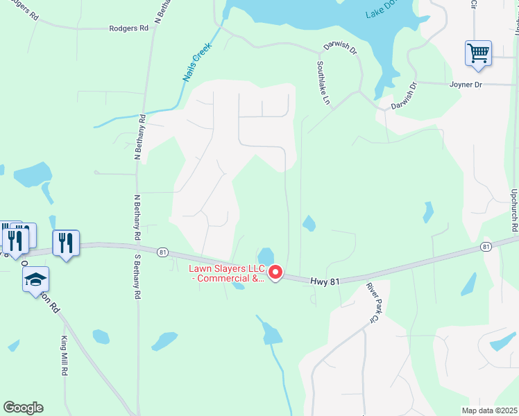 map of restaurants, bars, coffee shops, grocery stores, and more near 2131 Highway 81 in McDonough