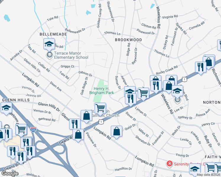 map of restaurants, bars, coffee shops, grocery stores, and more near 2460 Golden Camp Road in Augusta