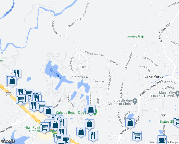 map of restaurants, bars, coffee shops, grocery stores, and more near 313 Portobello Road in Birmingham