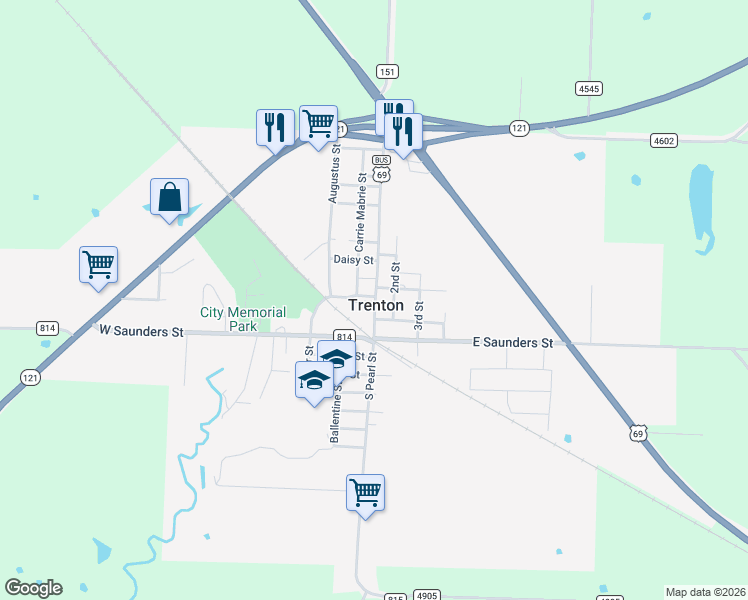 map of restaurants, bars, coffee shops, grocery stores, and more near in Trenton