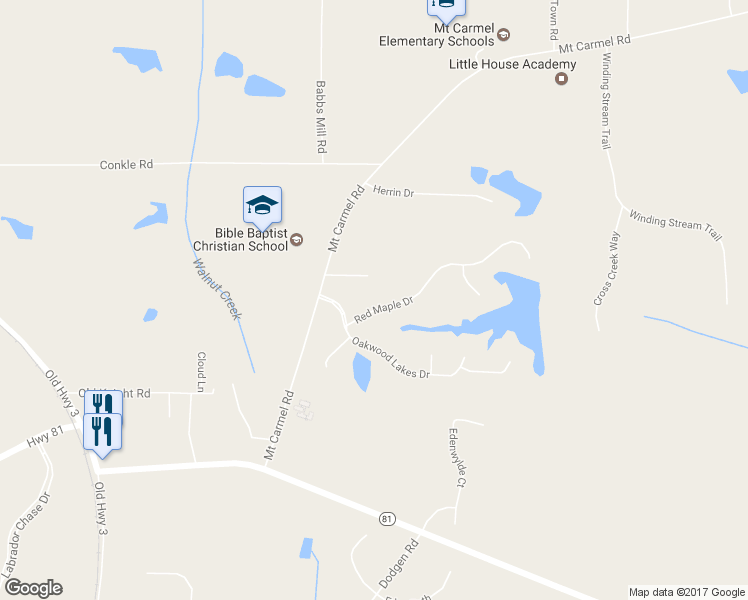 map of restaurants, bars, coffee shops, grocery stores, and more near 105 Red Maple Drive in Hampton