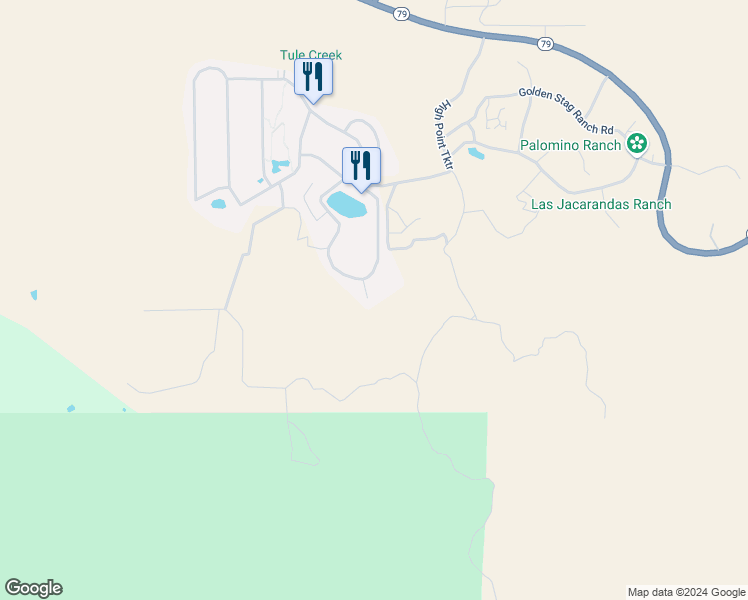 map of restaurants, bars, coffee shops, grocery stores, and more near 45525 California 79 in Aguanga