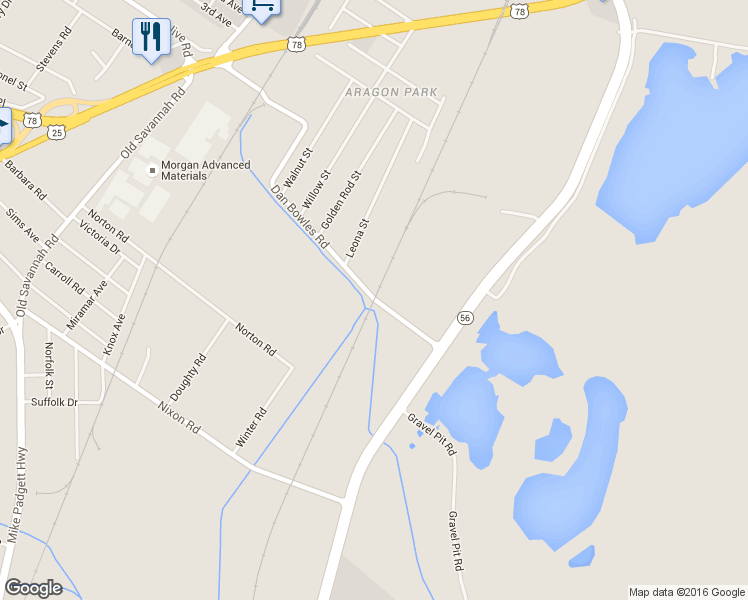 map of restaurants, bars, coffee shops, grocery stores, and more near 104 Dan Bowles Road in Augusta