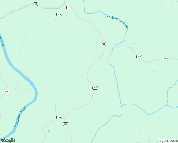 map of restaurants, bars, coffee shops, grocery stores, and more near 1051 County Road 269 in Wedowee