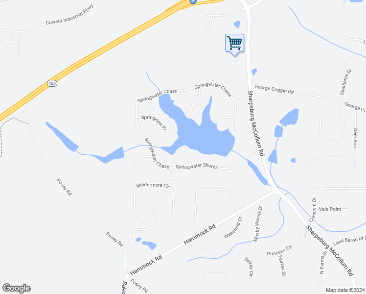 map of restaurants, bars, coffee shops, grocery stores, and more near 25 Pinnacle Shores in Newnan