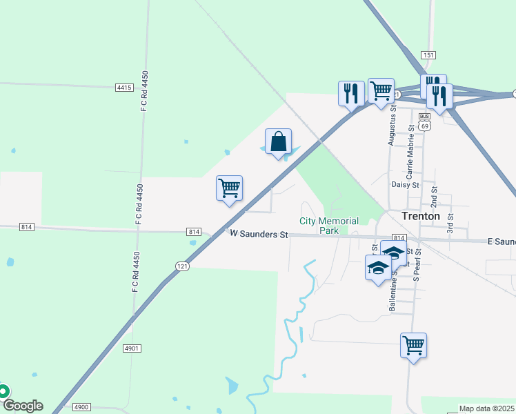 map of restaurants, bars, coffee shops, grocery stores, and more near 816 Texas Street in Trenton