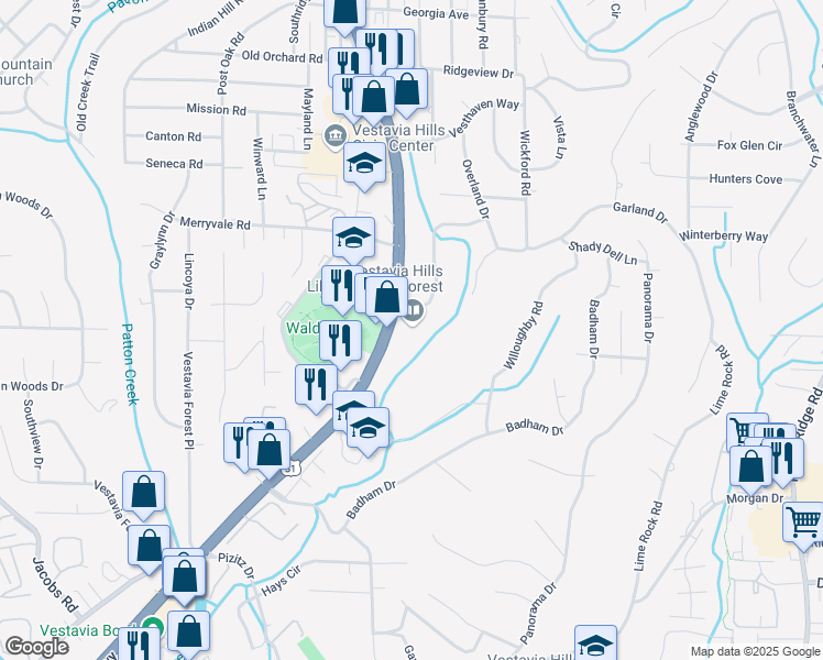 map of restaurants, bars, coffee shops, grocery stores, and more near 1221 Montgomery Highway in Vestavia Hills