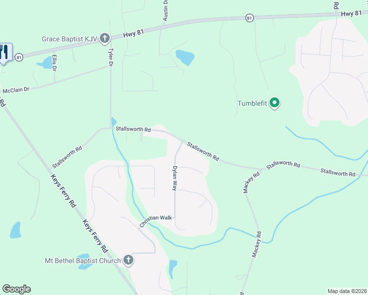 map of restaurants, bars, coffee shops, grocery stores, and more near 301 Dylan Way in McDonough