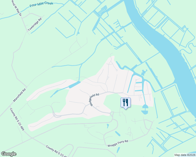 map of restaurants, bars, coffee shops, grocery stores, and more near 40 Governor Boone Lane in Georgetown