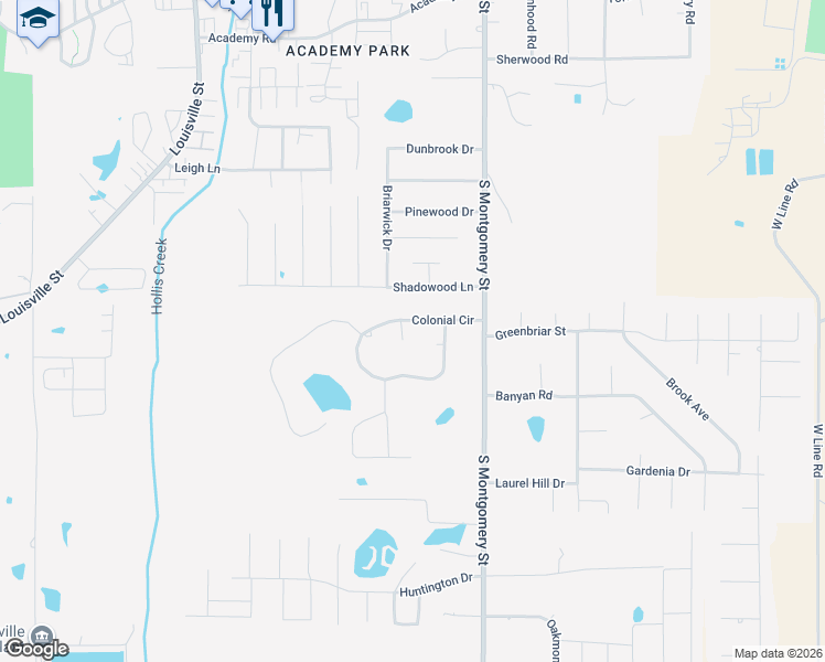 map of restaurants, bars, coffee shops, grocery stores, and more near 300 Colonial Circle in Starkville