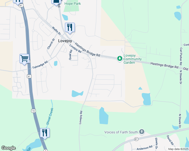 map of restaurants, bars, coffee shops, grocery stores, and more near 11893 Lovejoy Crossing Boulevard in Hampton