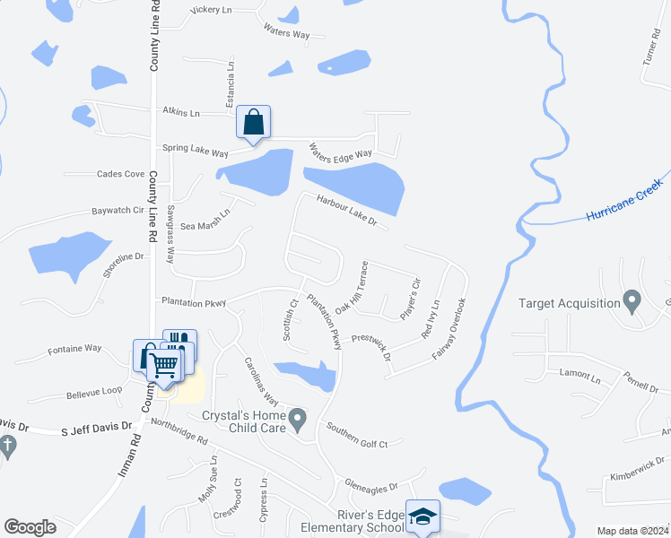 map of restaurants, bars, coffee shops, grocery stores, and more near 11976 Harbour Town Parkway in Fayetteville