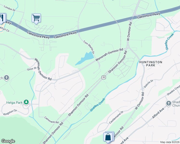 map of restaurants, bars, coffee shops, grocery stores, and more near 820 Tom Martin Drive in Birmingham