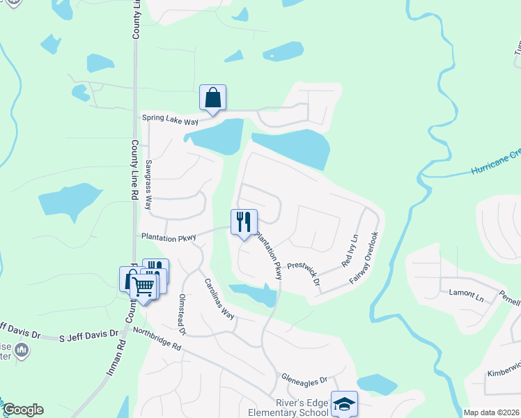map of restaurants, bars, coffee shops, grocery stores, and more near 48 Harbour Town Cove in Fayetteville