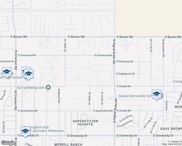 map of restaurants, bars, coffee shops, grocery stores, and more near 10626 East Ensenada Street in Mesa