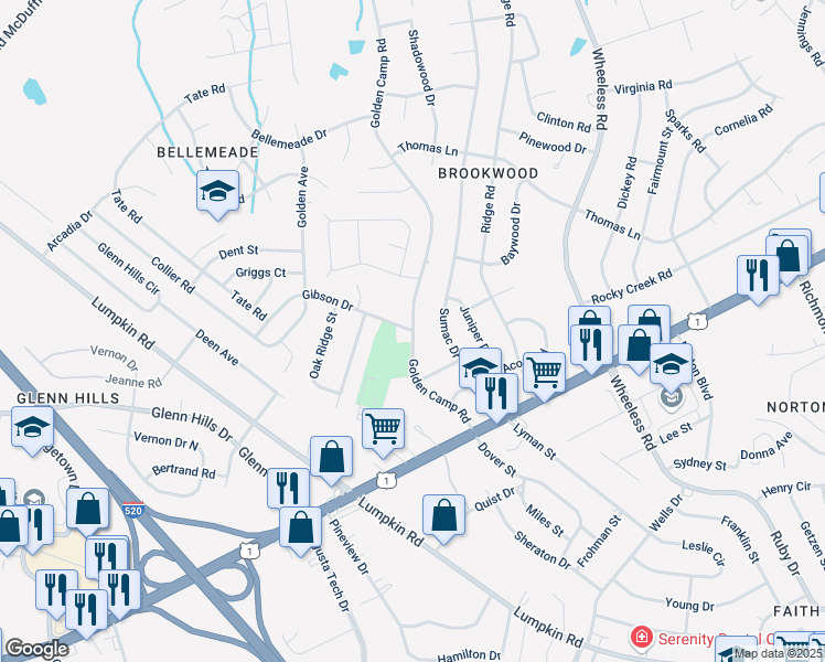 map of restaurants, bars, coffee shops, grocery stores, and more near 2913 Gibson Drive in Augusta