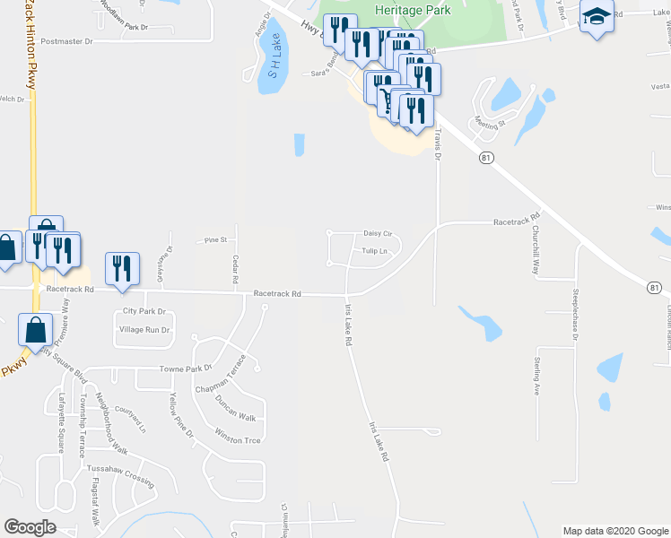 map of restaurants, bars, coffee shops, grocery stores, and more near 236 Daisy Circle in McDonough