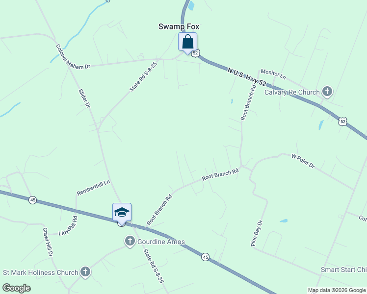 map of restaurants, bars, coffee shops, grocery stores, and more near 133 Mitchell Hill Lane in Pineville