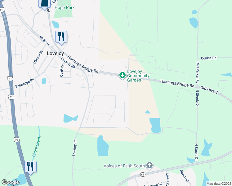 map of restaurants, bars, coffee shops, grocery stores, and more near 11785 Lovejoy Crossing Boulevard in Hampton