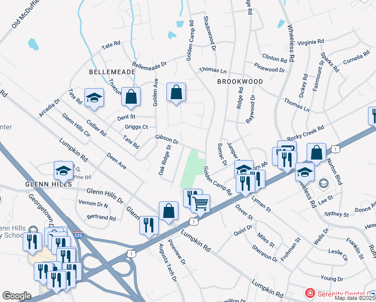 map of restaurants, bars, coffee shops, grocery stores, and more near 2913-2915 Gibson Drive in Augusta