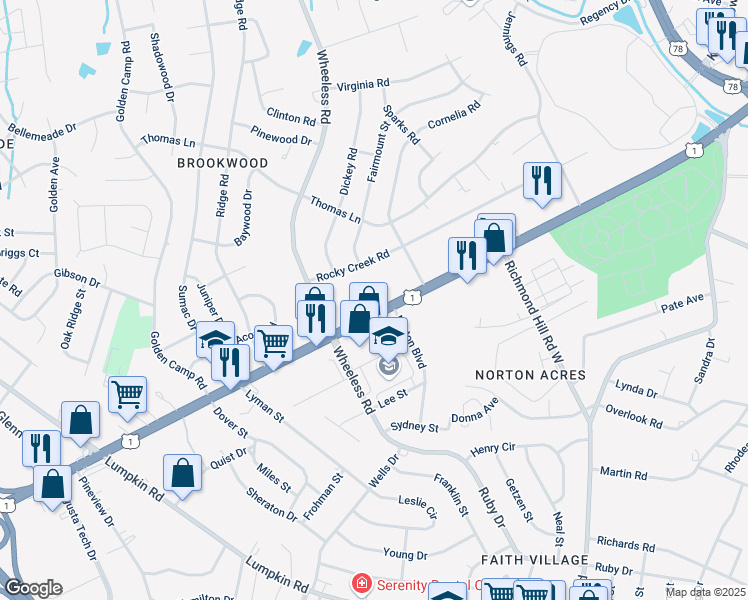 map of restaurants, bars, coffee shops, grocery stores, and more near 2925 Deans Bridge Road in Augusta