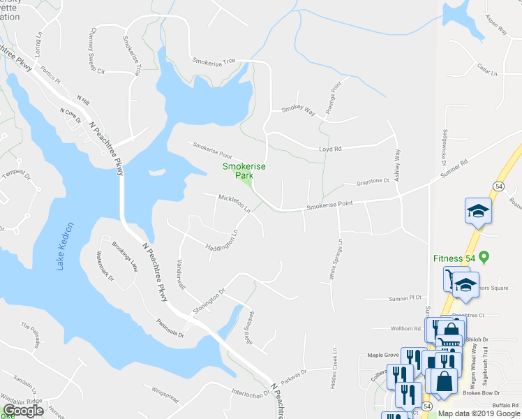 map of restaurants, bars, coffee shops, grocery stores, and more near 1003 Lexington VLG in Peachtree City
