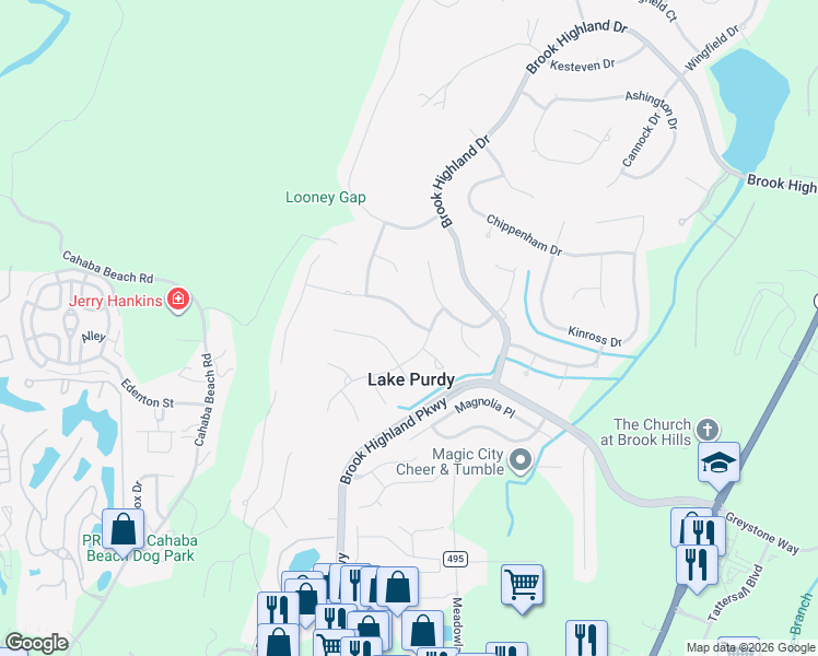 map of restaurants, bars, coffee shops, grocery stores, and more near 3011 Somerset Trce in Birmingham