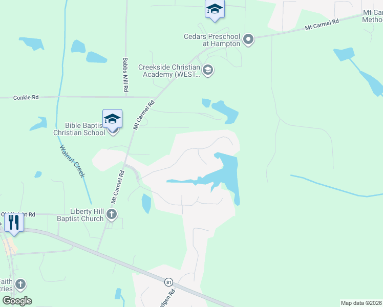 map of restaurants, bars, coffee shops, grocery stores, and more near 180 Red Maple Drive in Hampton