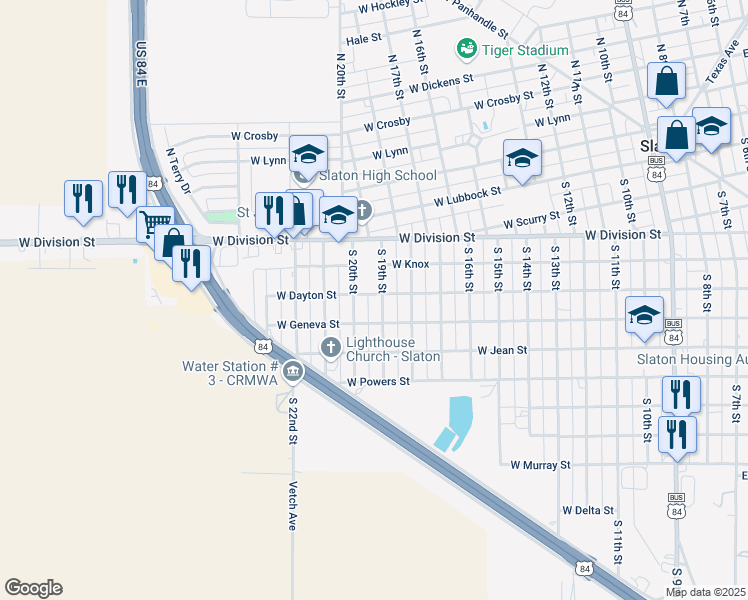 map of restaurants, bars, coffee shops, grocery stores, and more near 1200-1298 W Dayton St in Slaton