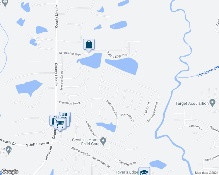 map of restaurants, bars, coffee shops, grocery stores, and more near 53 Harbour Town Cove in Fayetteville