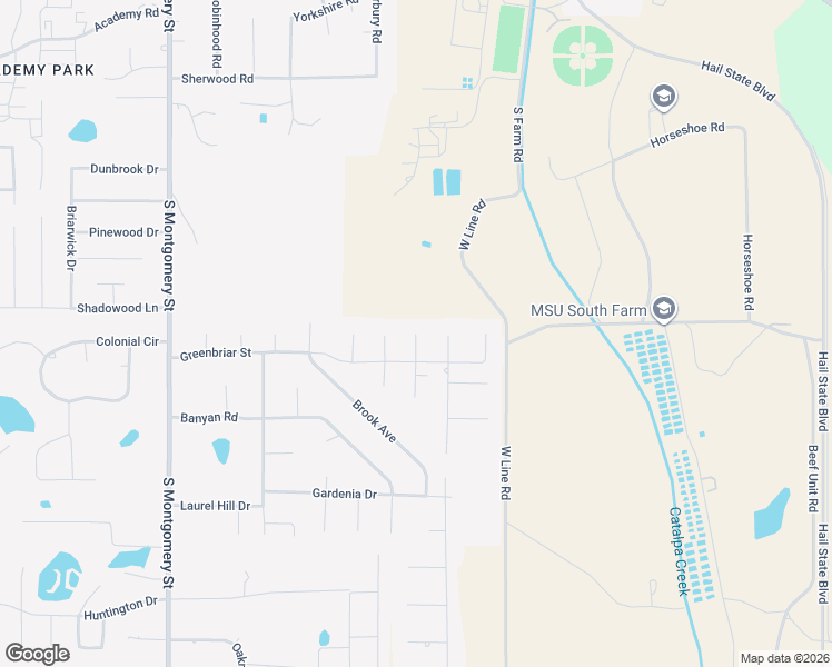 map of restaurants, bars, coffee shops, grocery stores, and more near 198 North Rosebud Lane in Starkville