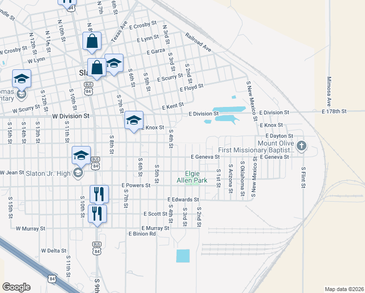 map of restaurants, bars, coffee shops, grocery stores, and more near 501-599 E Dayton St in Slaton