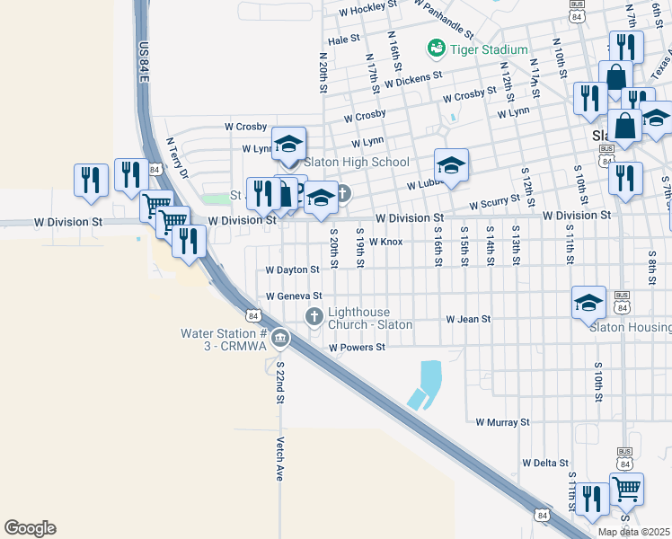 map of restaurants, bars, coffee shops, grocery stores, and more near 1298 W Dayton St in Slaton