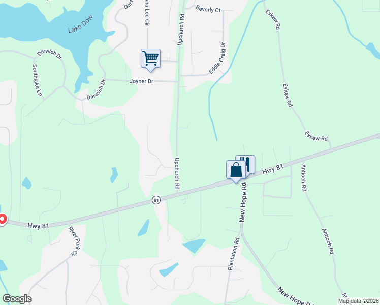 map of restaurants, bars, coffee shops, grocery stores, and more near 46 Upchurch Road in McDonough