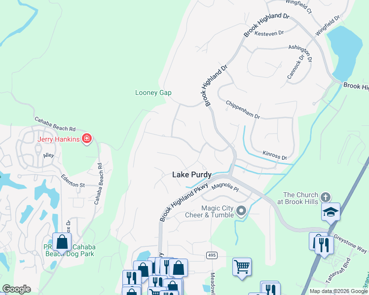 map of restaurants, bars, coffee shops, grocery stores, and more near 3011 Somerset Trce in Birmingham