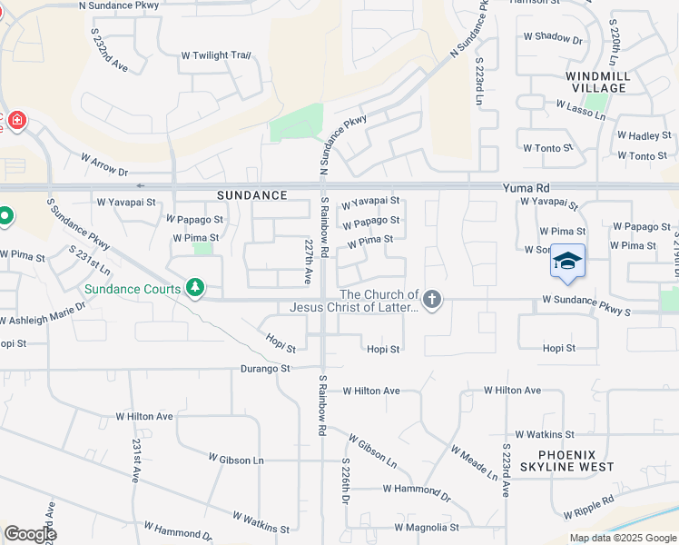 map of restaurants, bars, coffee shops, grocery stores, and more near 22669 West Cocopah Street in Buckeye