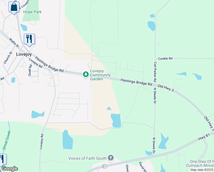 map of restaurants, bars, coffee shops, grocery stores, and more near 2725 Steele Road in Hampton