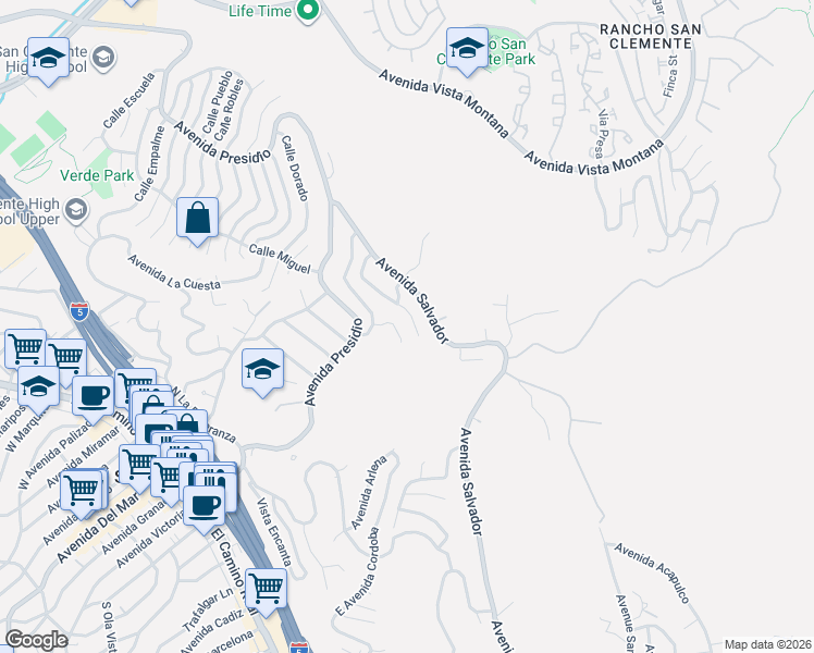map of restaurants, bars, coffee shops, grocery stores, and more near 407 Avenida Teresa in San Clemente