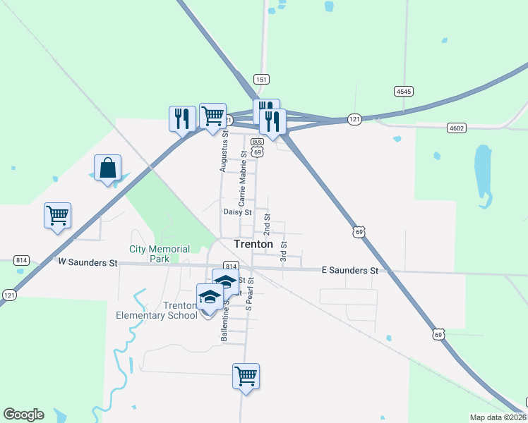 map of restaurants, bars, coffee shops, grocery stores, and more near 311 2nd Street in Trenton