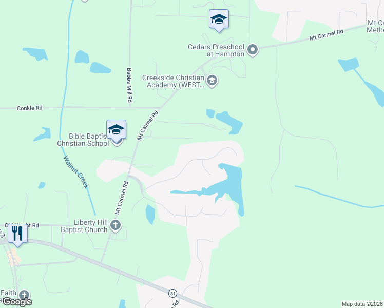 map of restaurants, bars, coffee shops, grocery stores, and more near 180 Red Maple Drive in Hampton