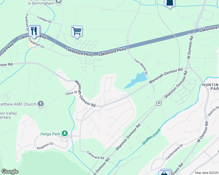 map of restaurants, bars, coffee shops, grocery stores, and more near 2700 Wenonah Oxmoor Road in Birmingham