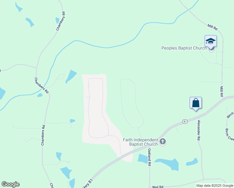 map of restaurants, bars, coffee shops, grocery stores, and more near 320 Williamsburg Circle in McDonough