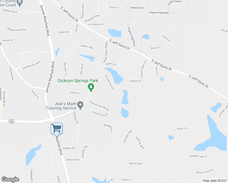 map of restaurants, bars, coffee shops, grocery stores, and more near 170 Thrushwood Drive in Fayetteville